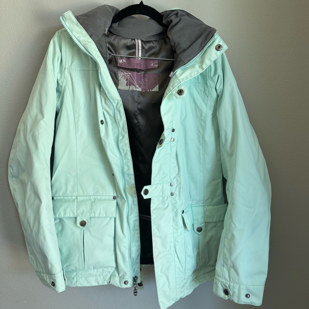 Mint green Burton ski jacket